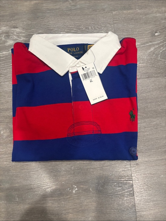 Polo Ralph Lauren Other - Polo by Ralph Lauren Red & Blue Striped Rugby Polo with White Collar